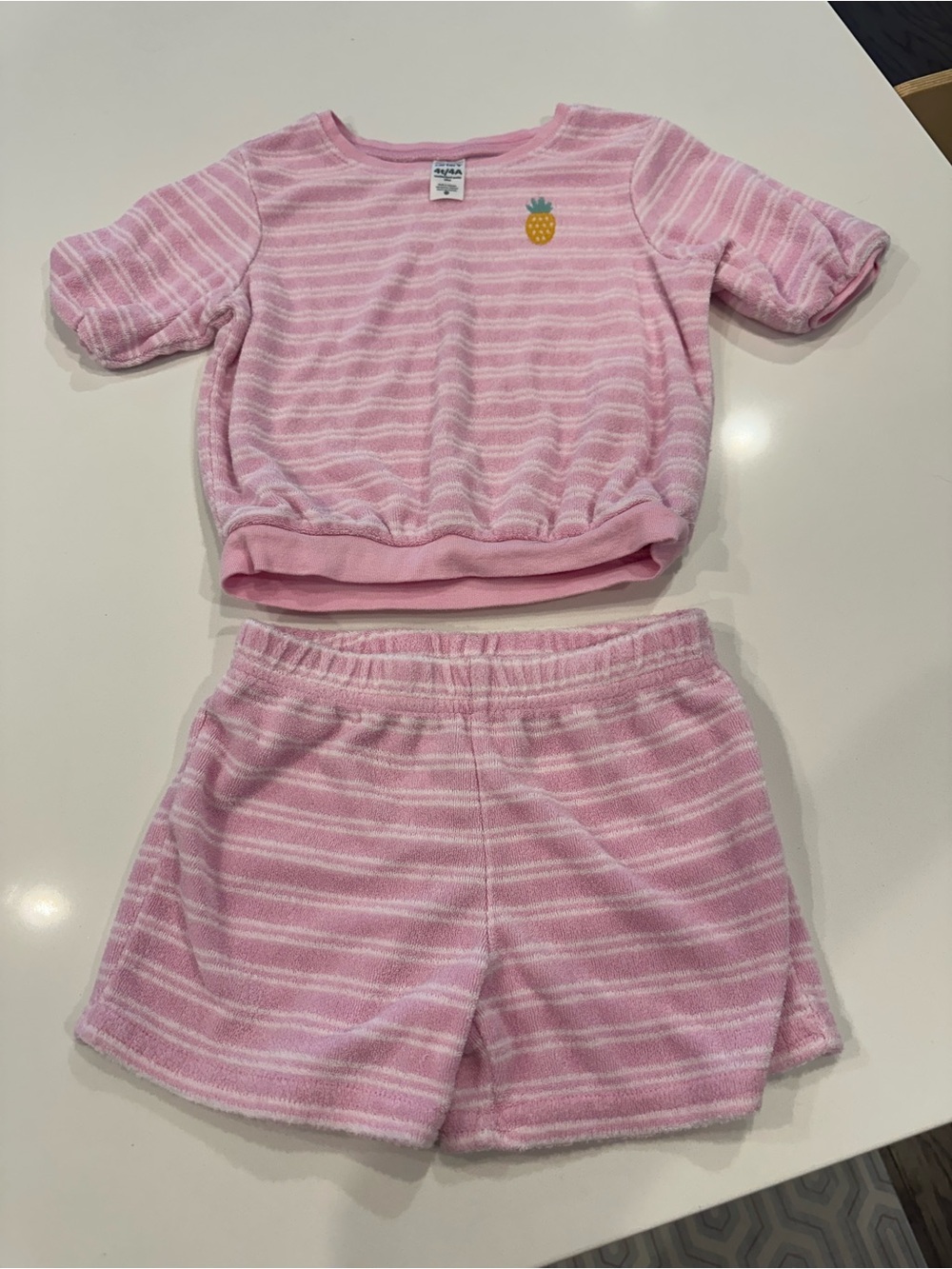 Carter’s Terry Pink Striped Set with Pineapple Patch